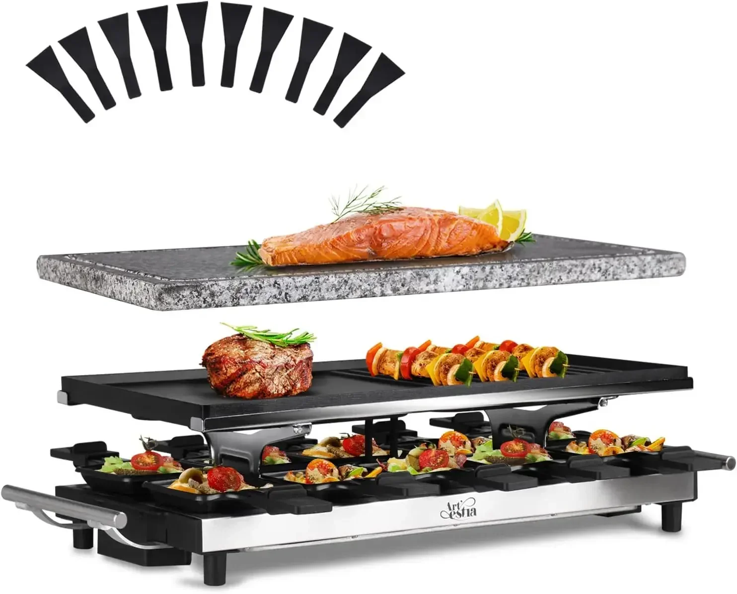 Raclette Grill Table - Гриль-рацлет Artestia, 1500 Вт, с 10