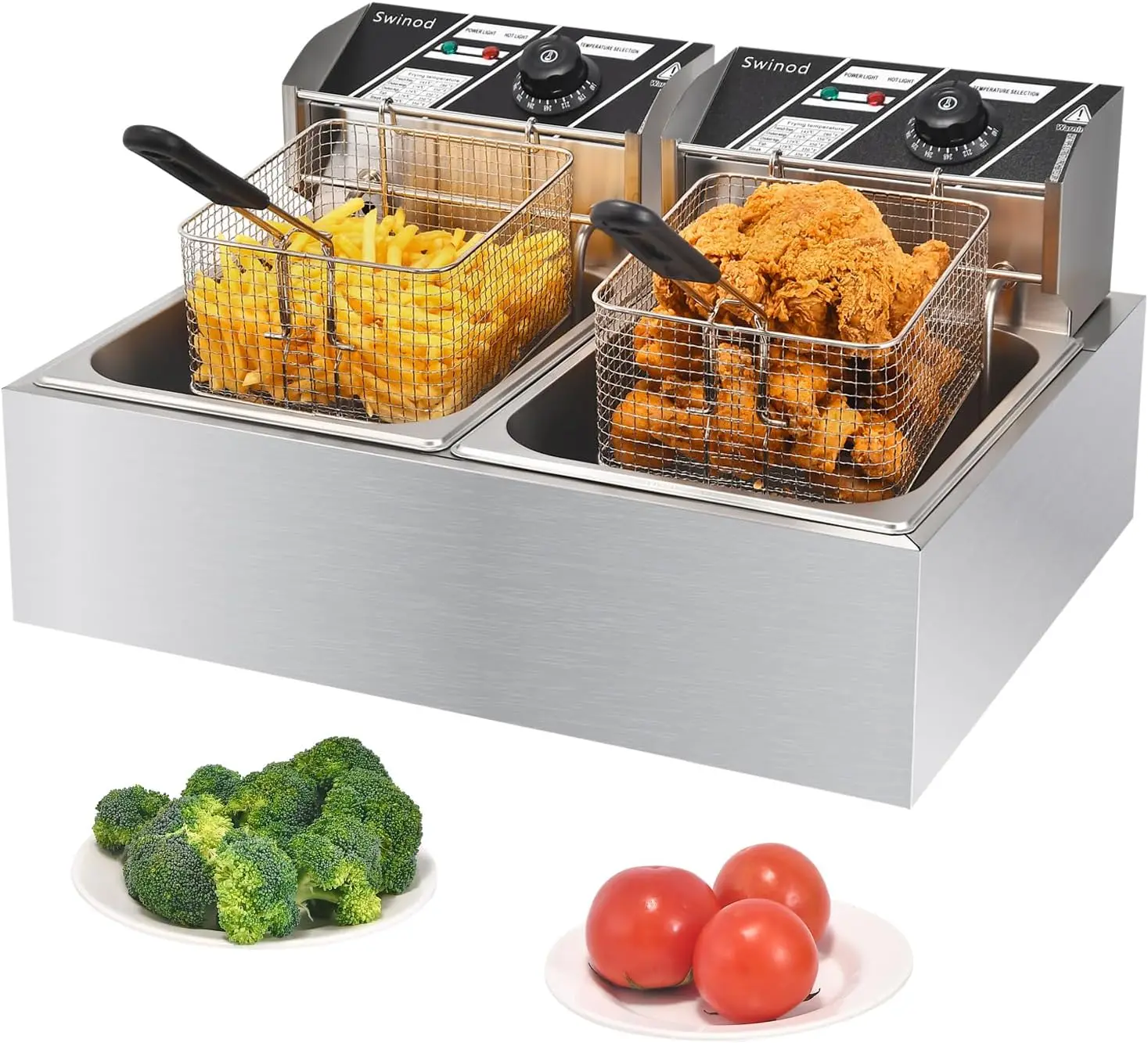 Deep Fryer Stainless - Коммерческая фритюрница с корзинами, 3400 Вт,